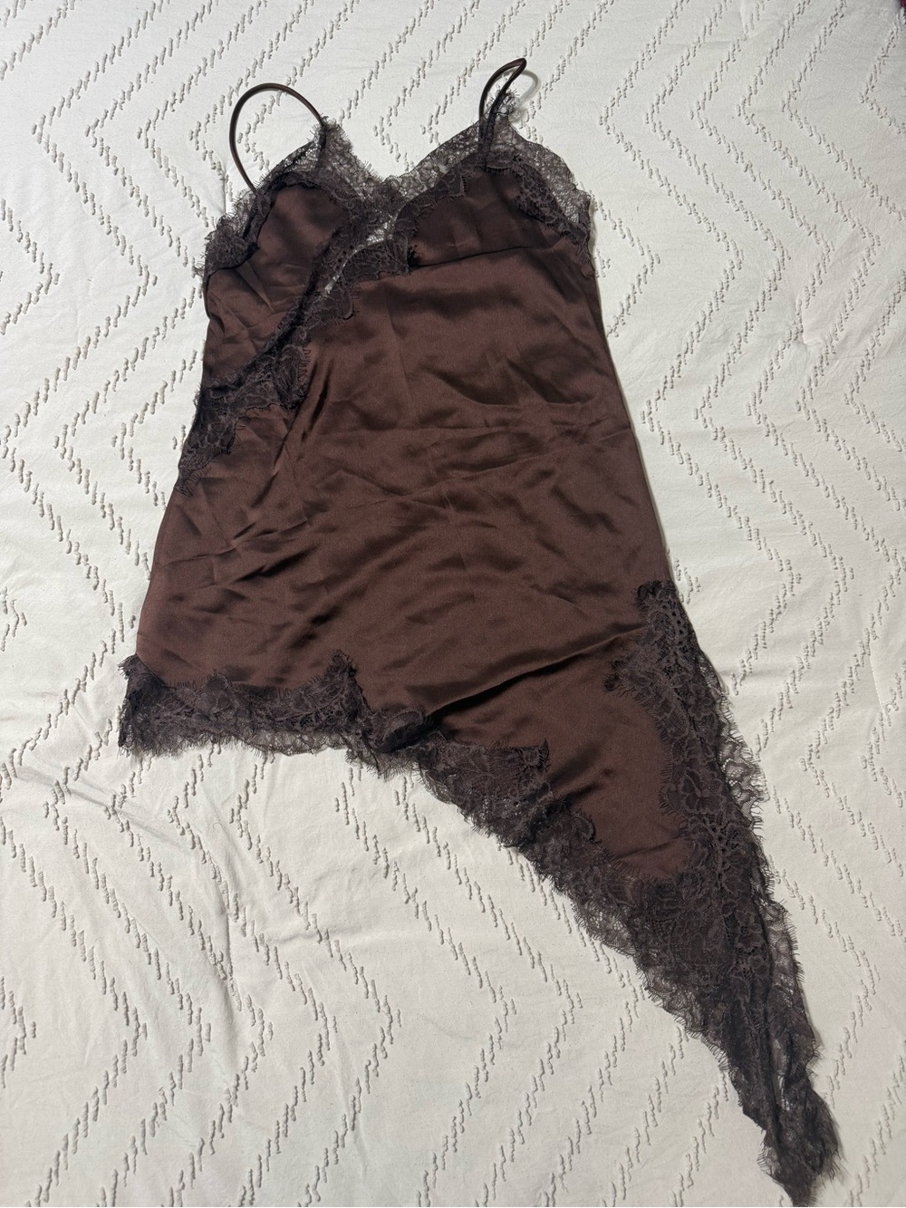 Women's Chocolate Lace Trim Slip Dress - Unbranded